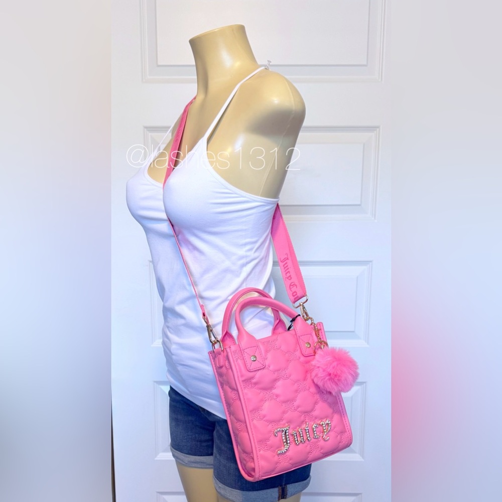 JUICY COUTURE Purse Taking the Lead Mini Crossbody Tote Bag  w/ Pouch - Pink - Picture 9 of 9